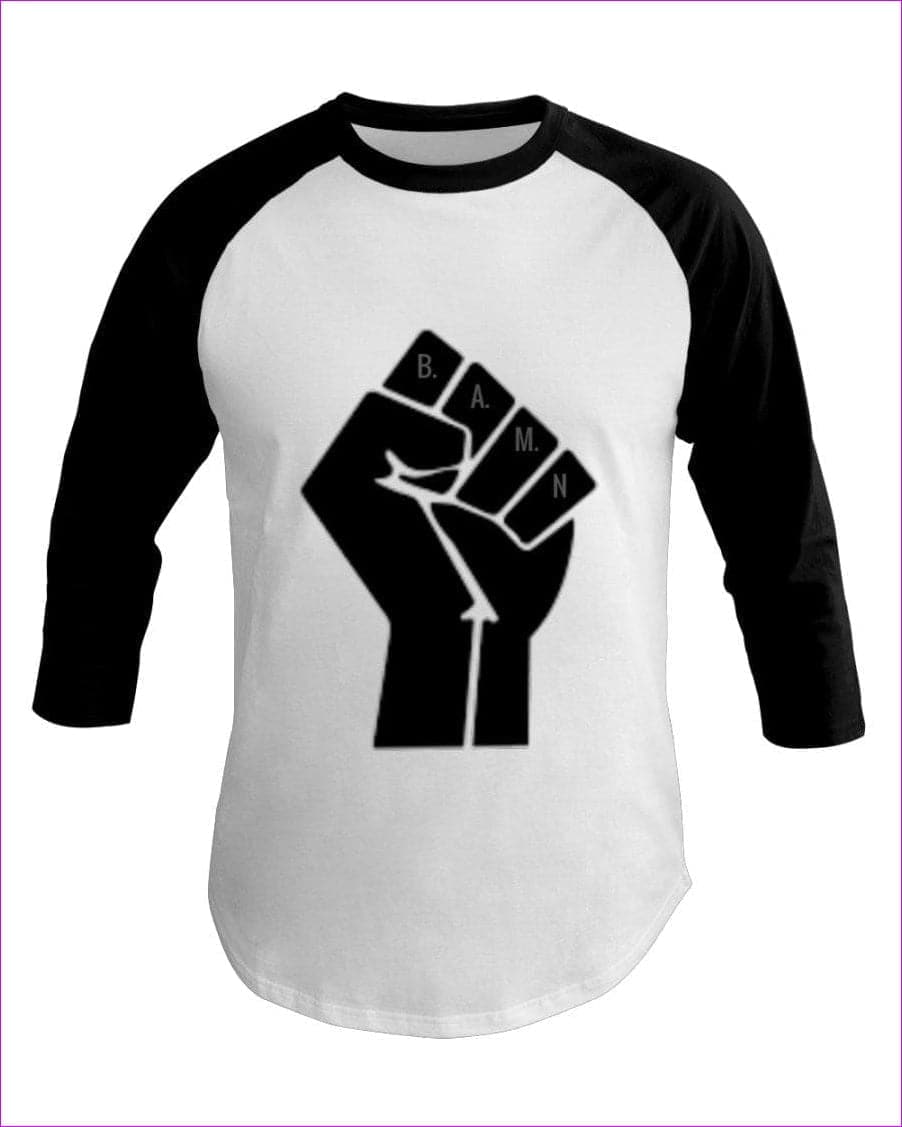 White/Black - B.A.M.N (By Any Means Necessary) Clothing Men's 3/4 Sleeve Raglan Shirt - Mens T-Shirts at TFC&H Co.
