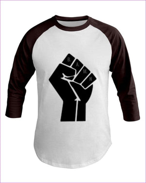 White/Brown - B.A.M.N (By Any Means Necessary) Clothing Men's 3/4 Sleeve Raglan Shirt - Mens T-Shirts at TFC&H Co.
