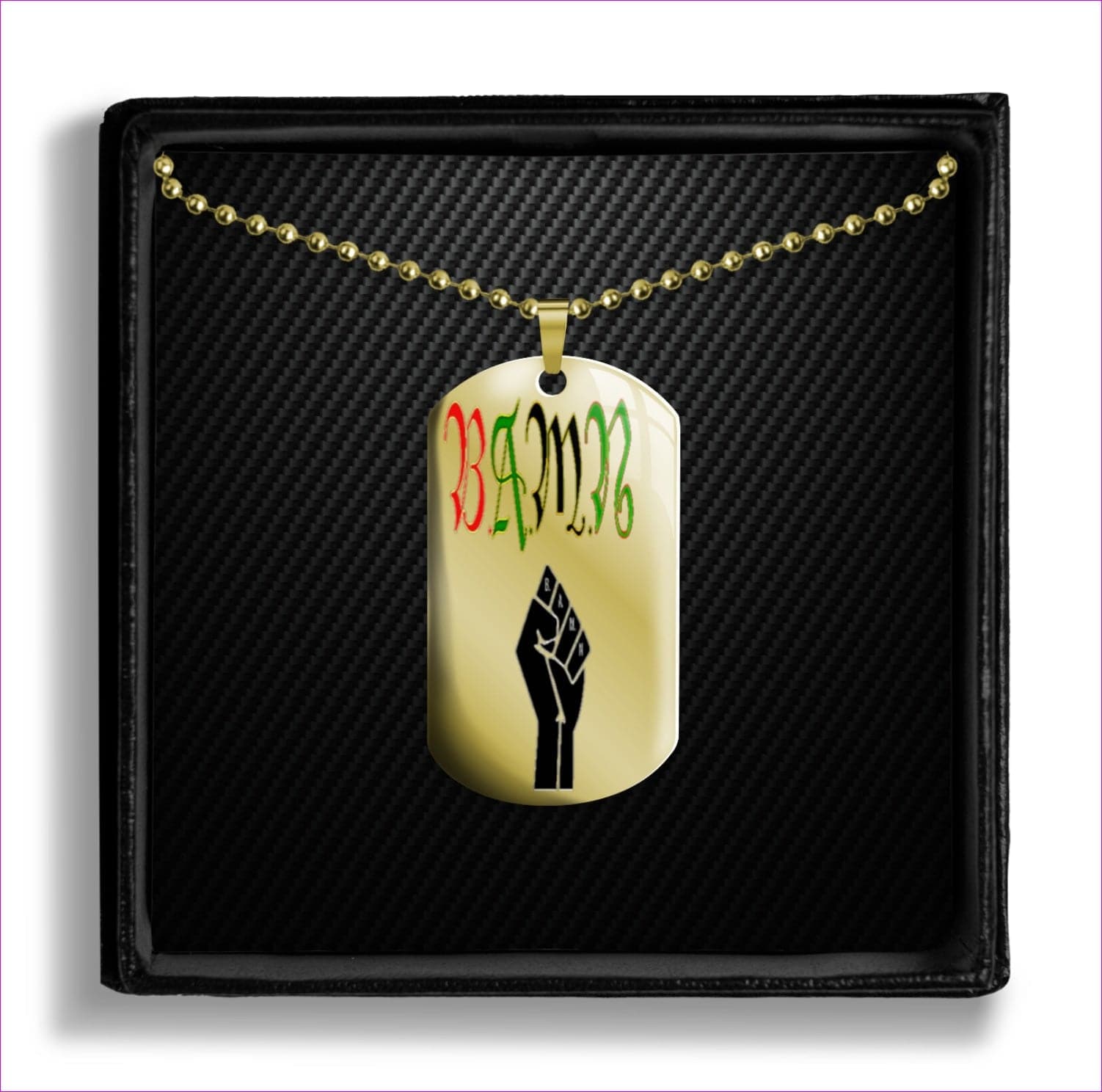 Gold With 18" Ball Chain - B.A.M.N - By Any Means Necessary Dog Tag- Ships from The US - dog tags at TFC&H Co.
