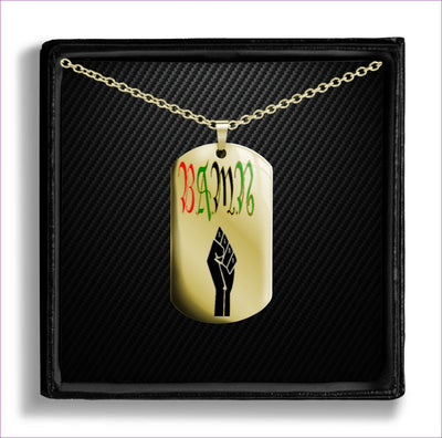Gold With Cable Chain 18" to 22" - B.A.M.N (By Any Means Necessary) Dog Tag- Ships from The US - dog tags at TFC&H Co.