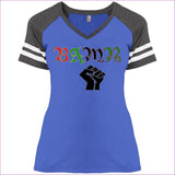 Heather Royal/Heathered Charcoal - B.A.M.N (By Any Means Necessary) Ladies' Game V-Neck T-Shirt - womens t-shirts at TFC&H Co.
