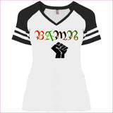 White/Black - B.A.M.N (By Any Means Necessary) Ladies' Game V-Neck T-Shirt - womens t-shirts at TFC&H Co.