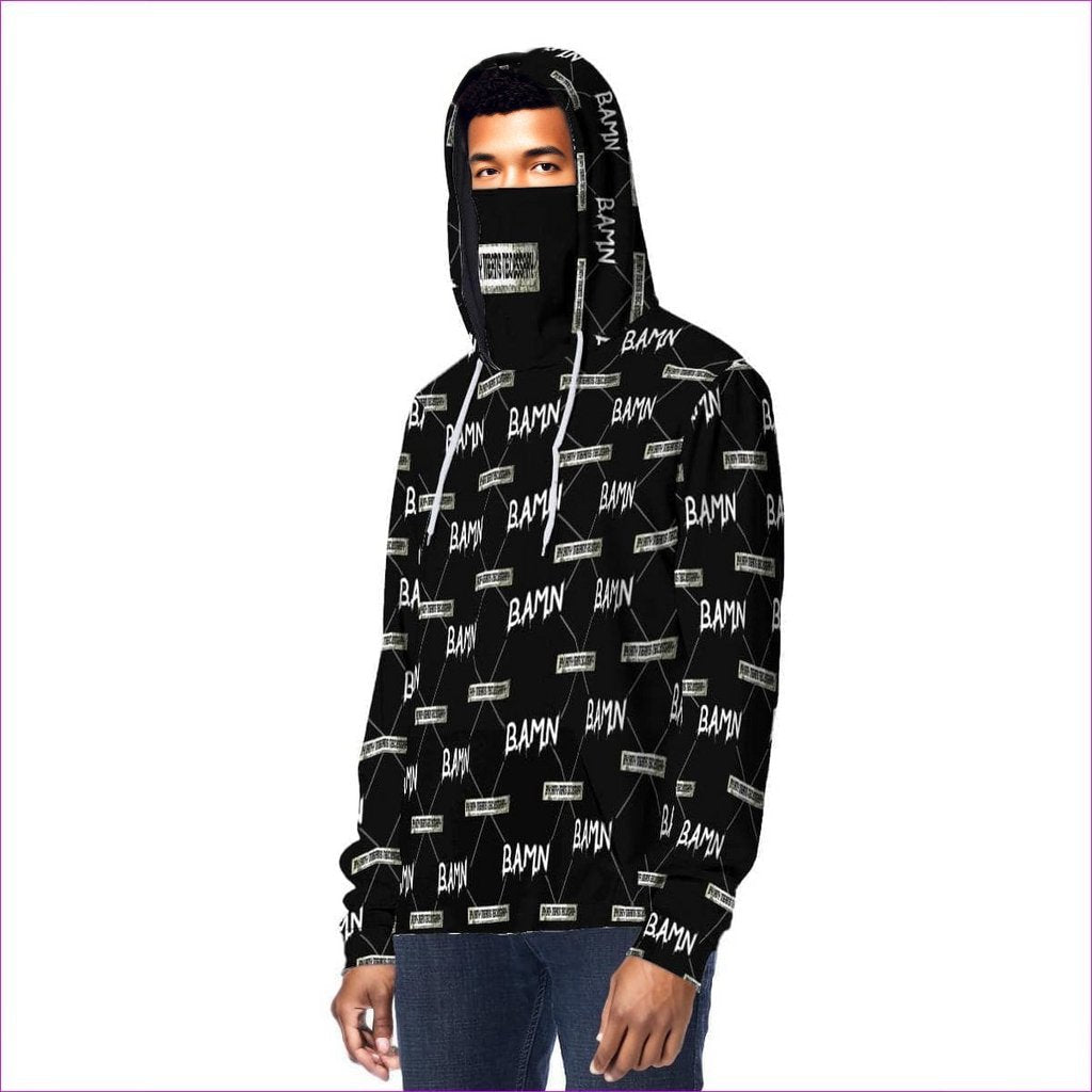 black B.A.M.N (By Any Means Necessary) Unisex Pullover Hoodie w/ Mask - unisex hoodie at TFC&H Co.