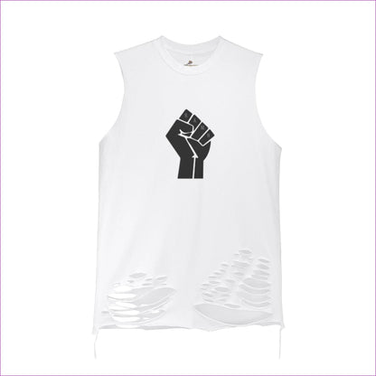 White B.A.M.N (By Any Means Necessary) Unisex Ripped Tank Top - unisex tank top at TFC&H Co.
