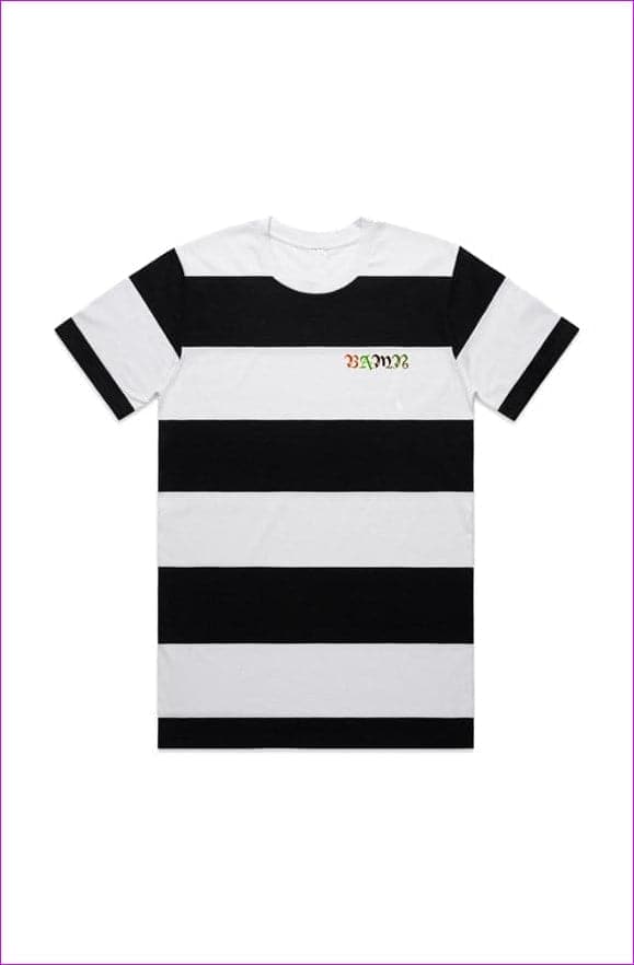 Black White - B.A.M.N - By Any Means Necessary Wide Stripe Tee - mens t-shirt at TFC&H Co.