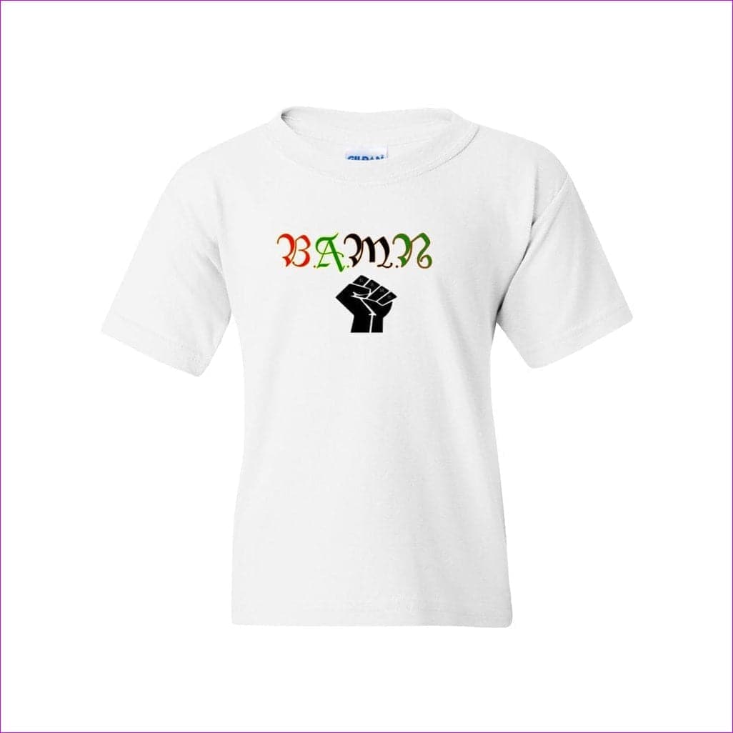 White B.A.M.N (By Any Means Necessary) Youth Heavy Cotton T-Shirt - Kid's t-shirt at TFC&H Co.