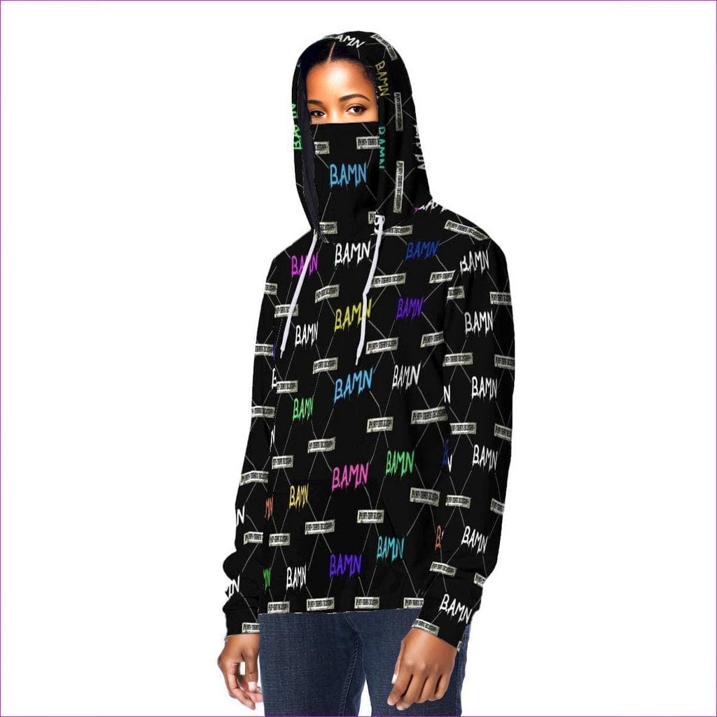 black - B.A.M.N in Color Unisex Pullover Hoodie w/ Mask - unisex hoodie at TFC&H Co.