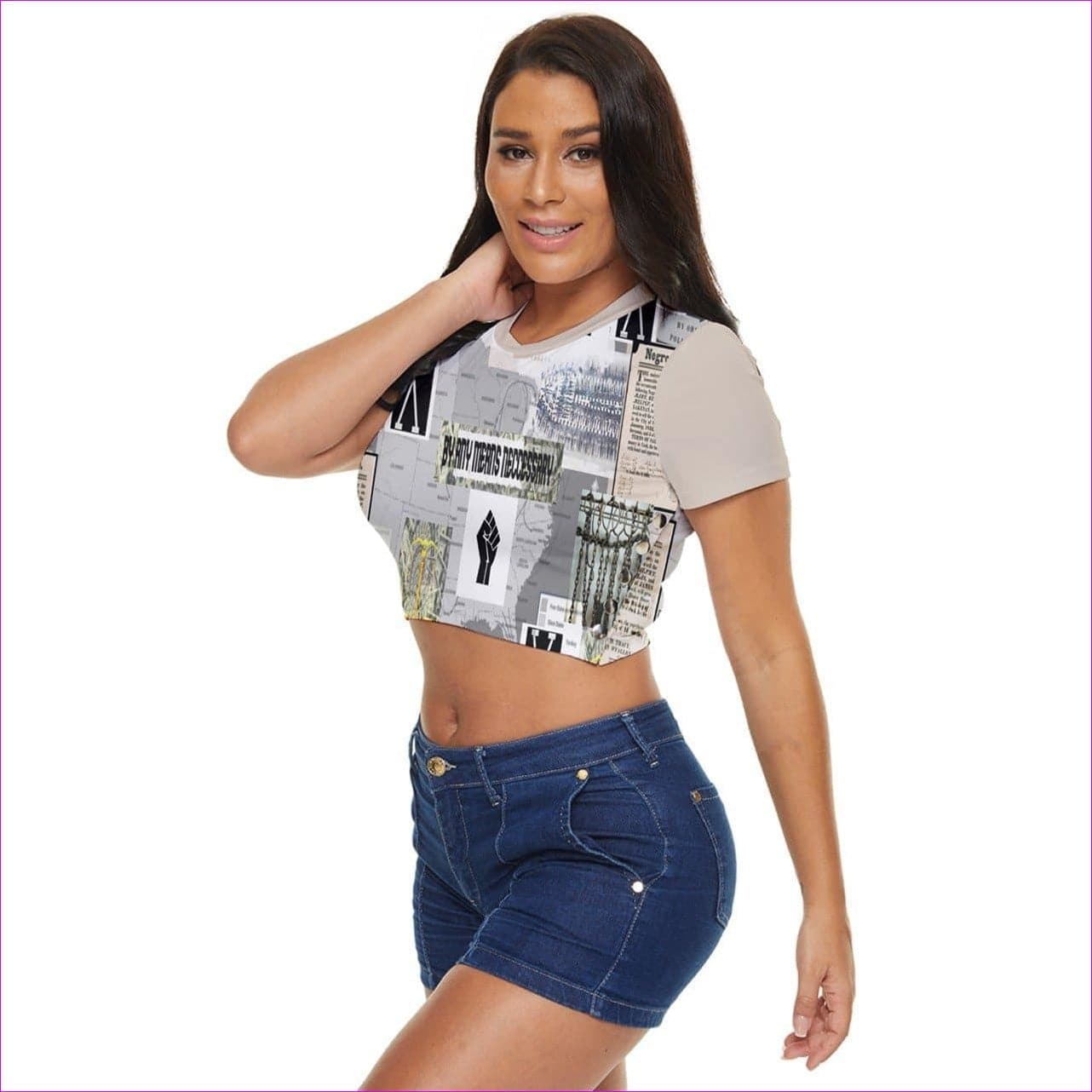 - B.A.M.N Side Button Cropped Tee - womens crop top at TFC&H Co.