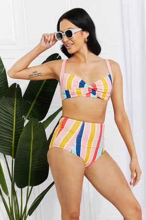 - Marina West Swim Take A Dip Twist High-Rise Bikini in Stripe - Ships from The US - womens bikini set at TFC&H Co.