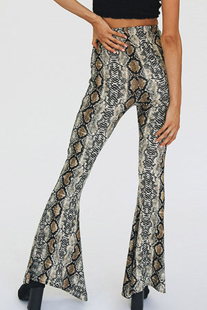 - Snakeskin Print Flare Pants - womens pants at TFC&H Co.