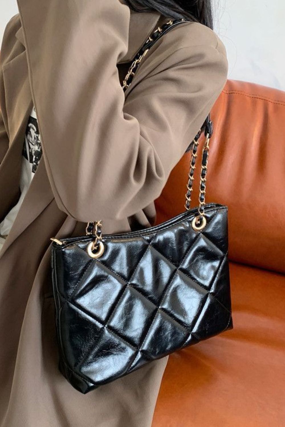 PU Leather Shoulder Bag - handbag at TFC&H Co.