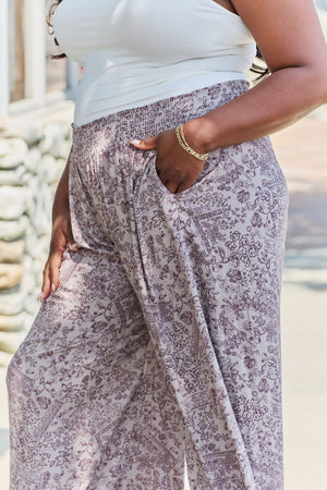 GeeGee In The Works Plus Size Printed Wide Leg Pants - Ships from The USA - women's pants at TFC&H Co.