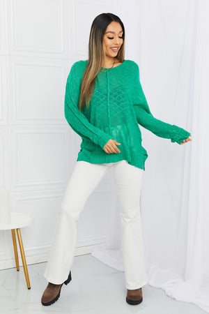 - Mittoshop Exposed Seam Slit Knit Top in Kelly Green - Ships from The US - womens shirt at TFC&H Co.