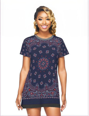 - Bandanna Branded T-Shirt Dress- Ships from The US - womens dress at TFC&H Co.
