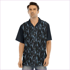 navy - Bay Men's Hawaiian Shirt With Button Closure - mens button-up shirt at TFC&H Co.