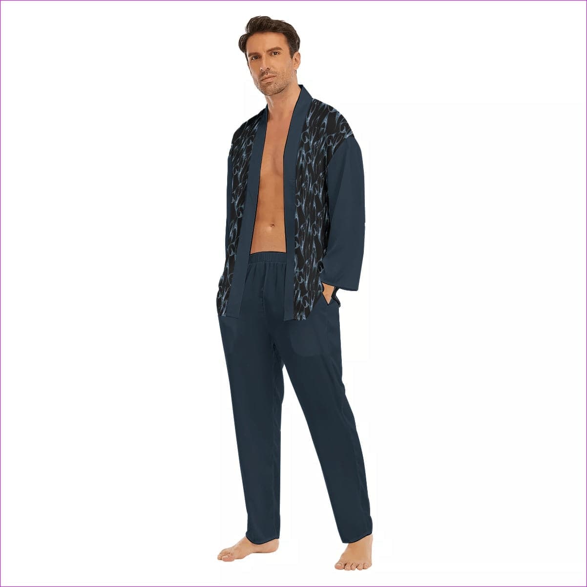 navy Bay Men's Imitation Silk Pajama Set - men's pajama-set at TFC&H Co.