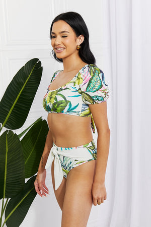 Marina West Swim Vacay Ready Puff Sleeve Bikini in Floral - Ships from The US - women's bikini set at TFC&H Co.