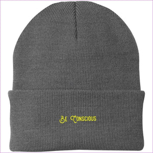CP90 Knit Cap Athletic Oxford One Size - Be Conscious Embroidered Knit Cap, Cap, Beanie - Beanie at TFC&H Co.