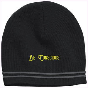 STC20 Colorblock Beanie Black/Iron Grey One Size - Be Conscious Embroidered Knit Cap, Cap, Beanie - Beanie at TFC&H Co.