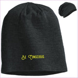 DT618 Slouch Beanie Charcoal Heather One Size - Be Conscious Embroidered Knit Cap, Cap, Beanie - Beanie at TFC&H Co.