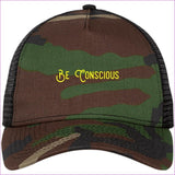 NE205 Snapback Trucker Cap Camo/Black One Size - Be Conscious Embroidered Knit Cap, Cap, Beanie - Beanie at TFC&H Co.