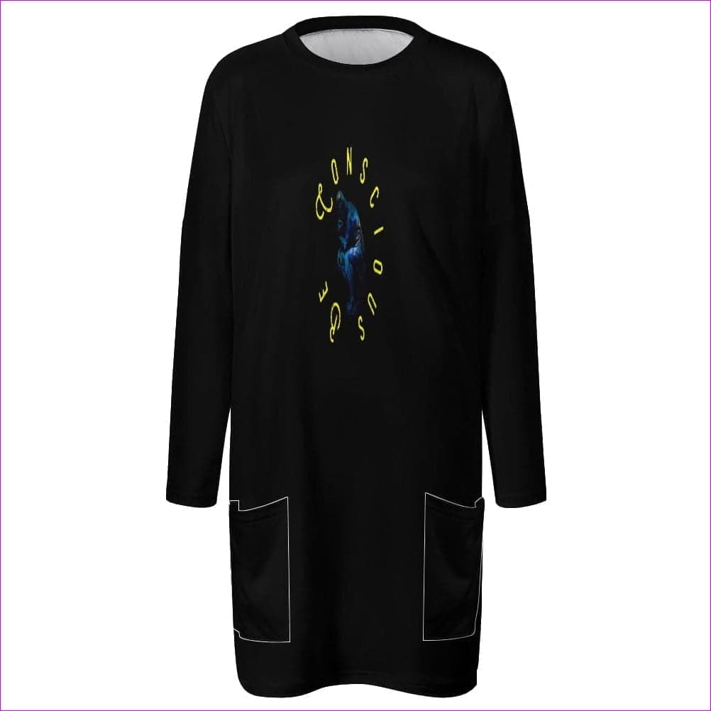 Black Be Conscious Long sleeve T-shirt w/ Pockets - 5 options - women's top at TFC&H Co.