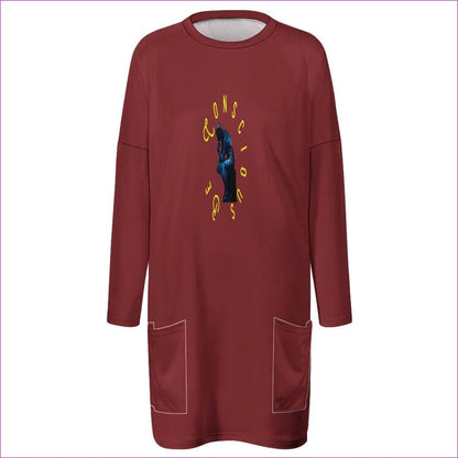 Maroon Be Conscious Long sleeve T-shirt w/ Pockets - 5 options - women's top at TFC&H Co.