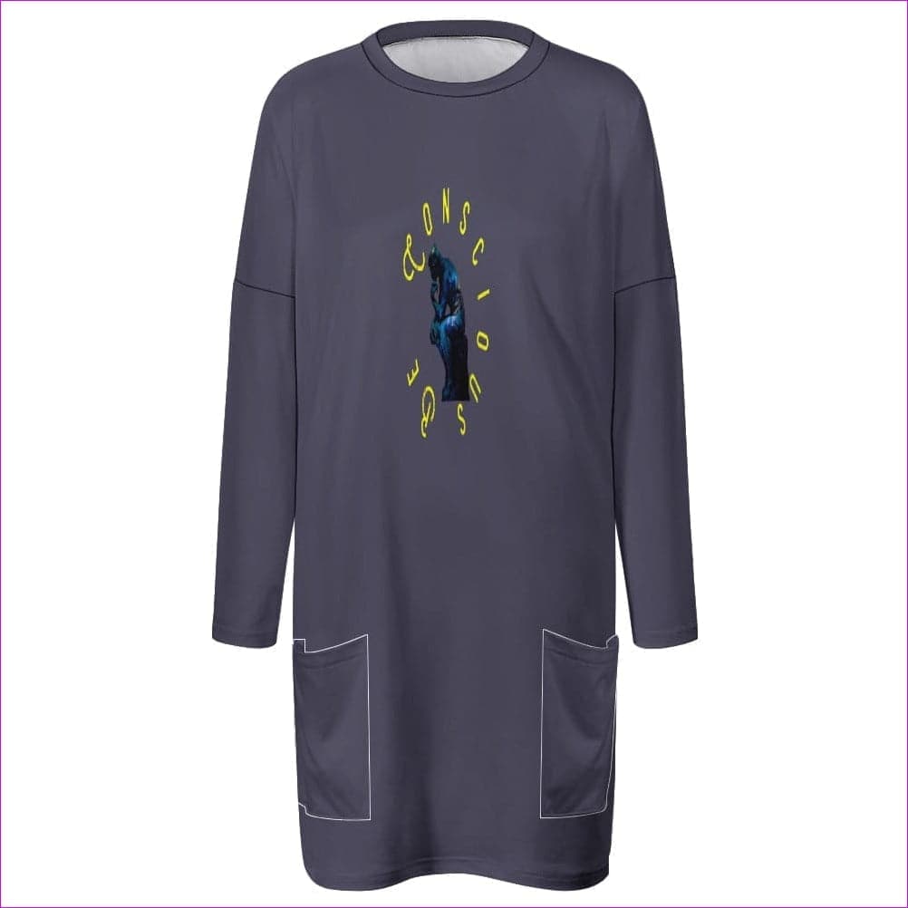 DarkSlateBlue - Be Conscious Long sleeve T-shirt w/ Pockets - 5 options - womens top at TFC&H Co.