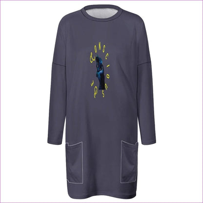 DarkSlateBlue Be Conscious Long sleeve T-shirt w/ Pockets - 5 options - women's top at TFC&H Co.