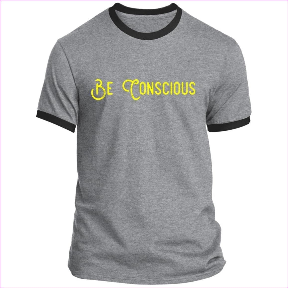 Athletic Heather Jet Black - Be Conscious Ringer Tee - Mens T-Shirts at TFC&H Co.