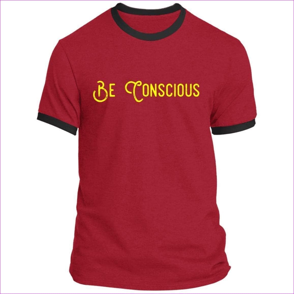 Red/Jet Black Be Conscious Ringer Tee - Men's T-Shirts at TFC&H Co.