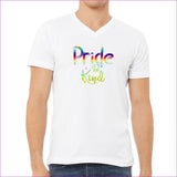 White - Be Kind Pride Unisex Jersey V-Neck Tee - Ships from The USA - Unisex T-Shirt at TFC&H Co.