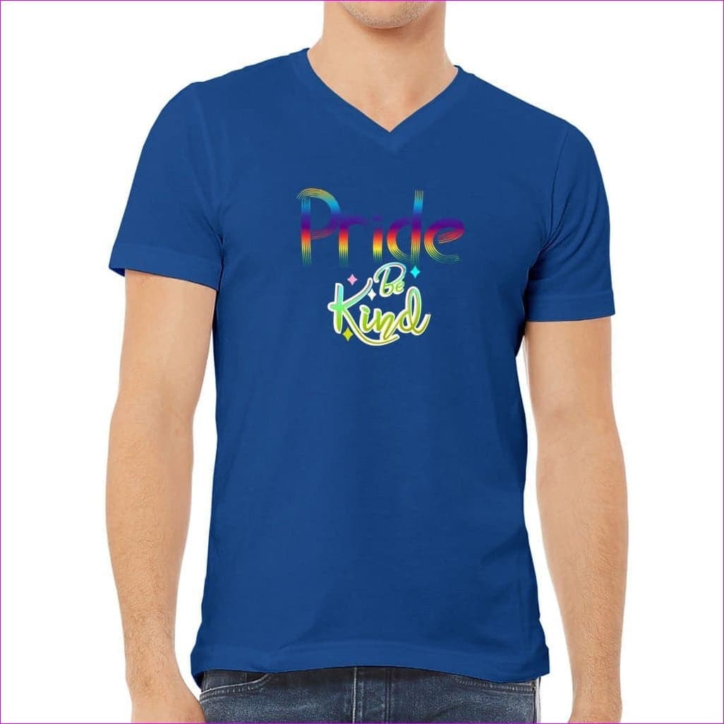 True Royal - Be Kind Pride Unisex Jersey V-Neck Tee - Ships from The USA - Unisex T-Shirt at TFC&H Co.