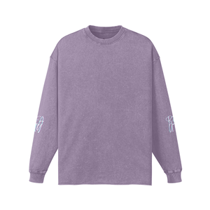 Old Lavender - Beauty 260GSM Women's Raw Hem Faded Long Sleeve T-shirt | 100% Cotton - womens t-shirt at TFC&H Co.