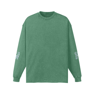 Viridian Green - Beauty 260GSM Women's Raw Hem Faded Long Sleeve T-shirt | 100% Cotton - womens t-shirt at TFC&H Co.