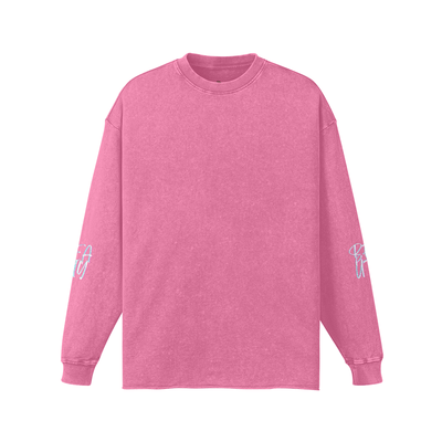 Pale Violet Red - Beauty 260GSM Women's Raw Hem Faded Long Sleeve T-shirt | 100% Cotton - womens t-shirt at TFC&H Co.