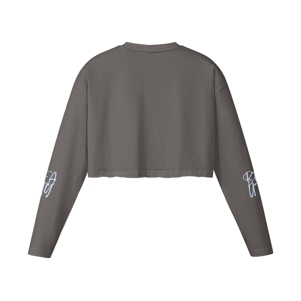 Granite Gray - Beauty 260GSM Women's Raw Hem Long Sleeve Crop Top | 100% Cotton - womens cropped top at TFC&H Co.