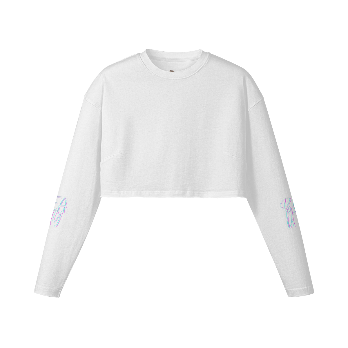 White - Beauty 260GSM Women's Raw Hem Long Sleeve Crop Top | 100% Cotton - womens cropped top at TFC&H Co.