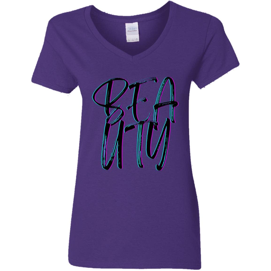 Purple - Beauty Ladies' 5.3 oz. V-Neck T-Shirt - Womens T-Shirts at TFC&H Co.