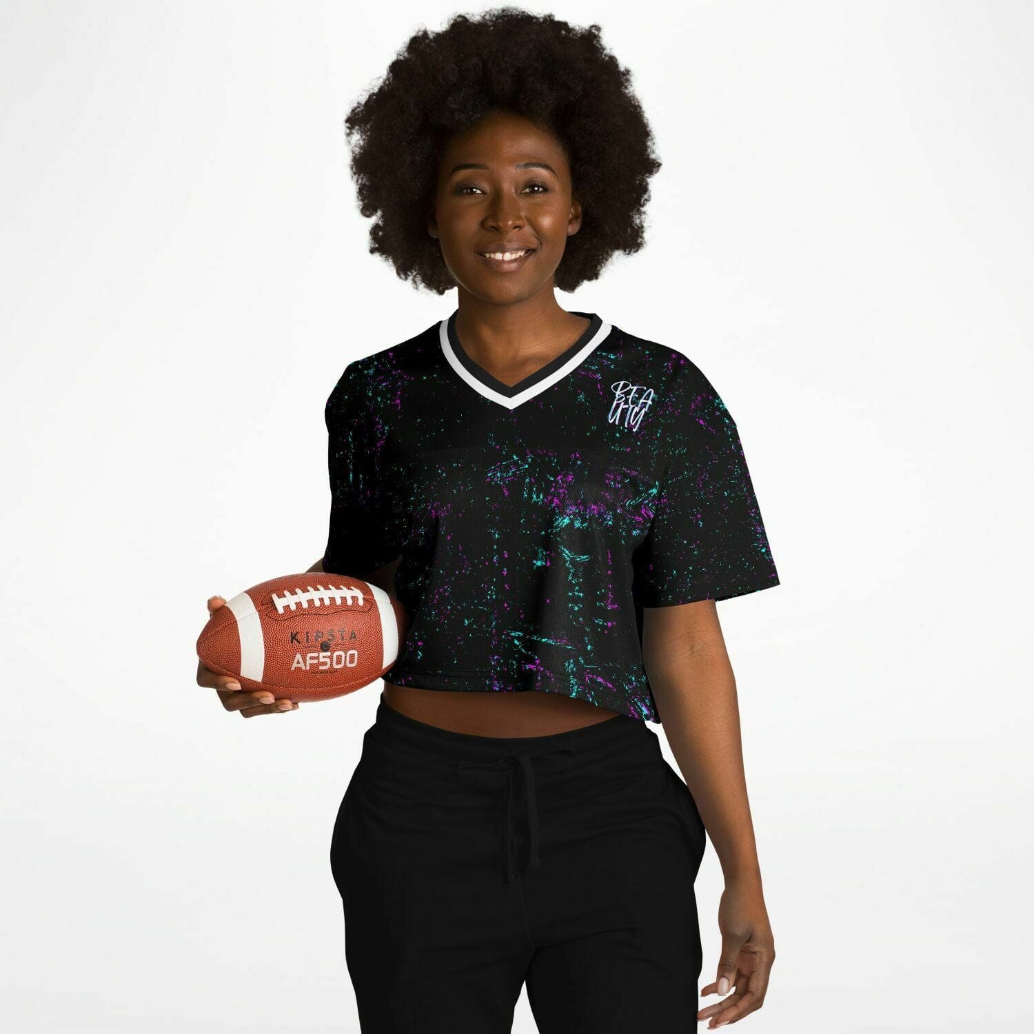 - Beauty Premium Fashion Women's Cropped Football Jersey - Cropped Football Jersey - AOP at TFC&H Co.