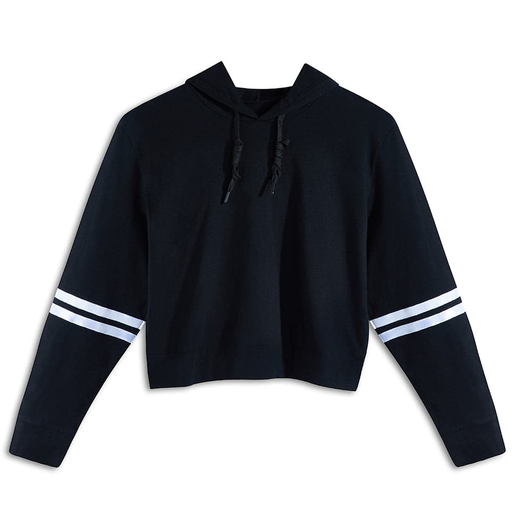 - Beauty Women's Long Sleeve Black Cotton Crop Hoodie - womens cropped hoodie at TFC&H Co.