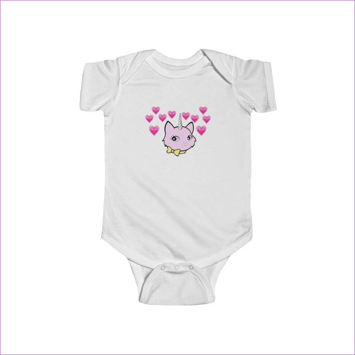 White Bec & Friends Uni-Kitten Infant Fine Jersey Bodysuit - onesie at TFC&H Co.