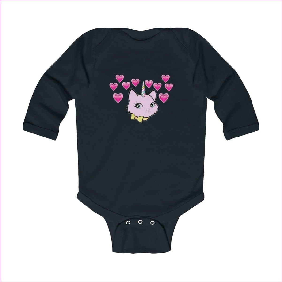 Black - Bec & Friends Uni-Kitten Infant Long Sleeve Bodysuit - onesie at TFC&H Co.