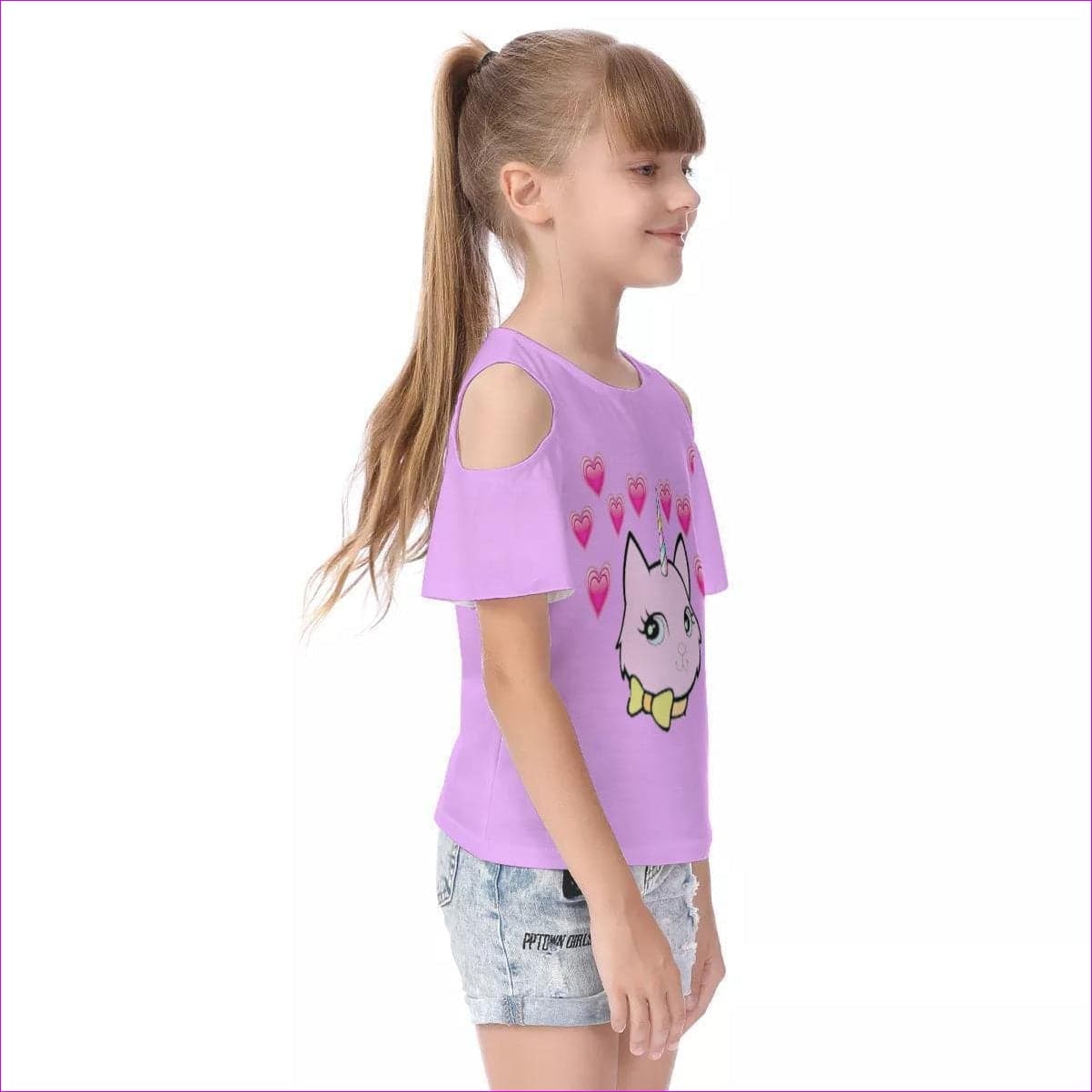 Bec & Friends Uni-Kitten Kids Cold Shoulder T-shirt With Ruffle Sleeves - kid's top at TFC&H Co.
