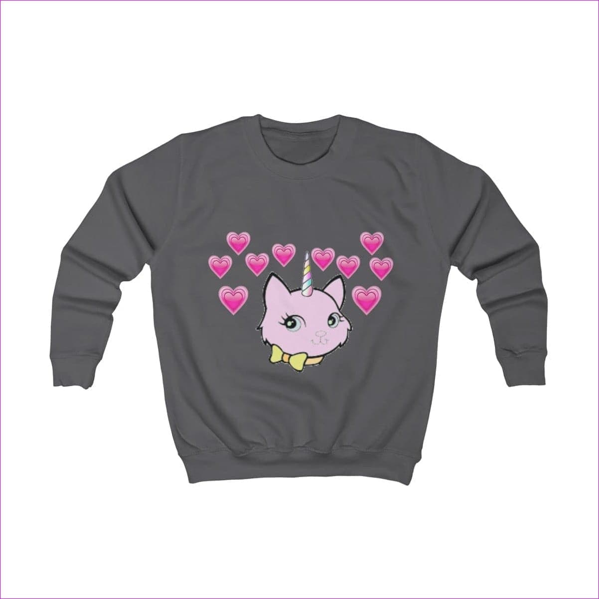 Charcoal - Bec & Friends Uni-Kitten Kids Sweatshirt - kids sweatshirt at TFC&H Co.