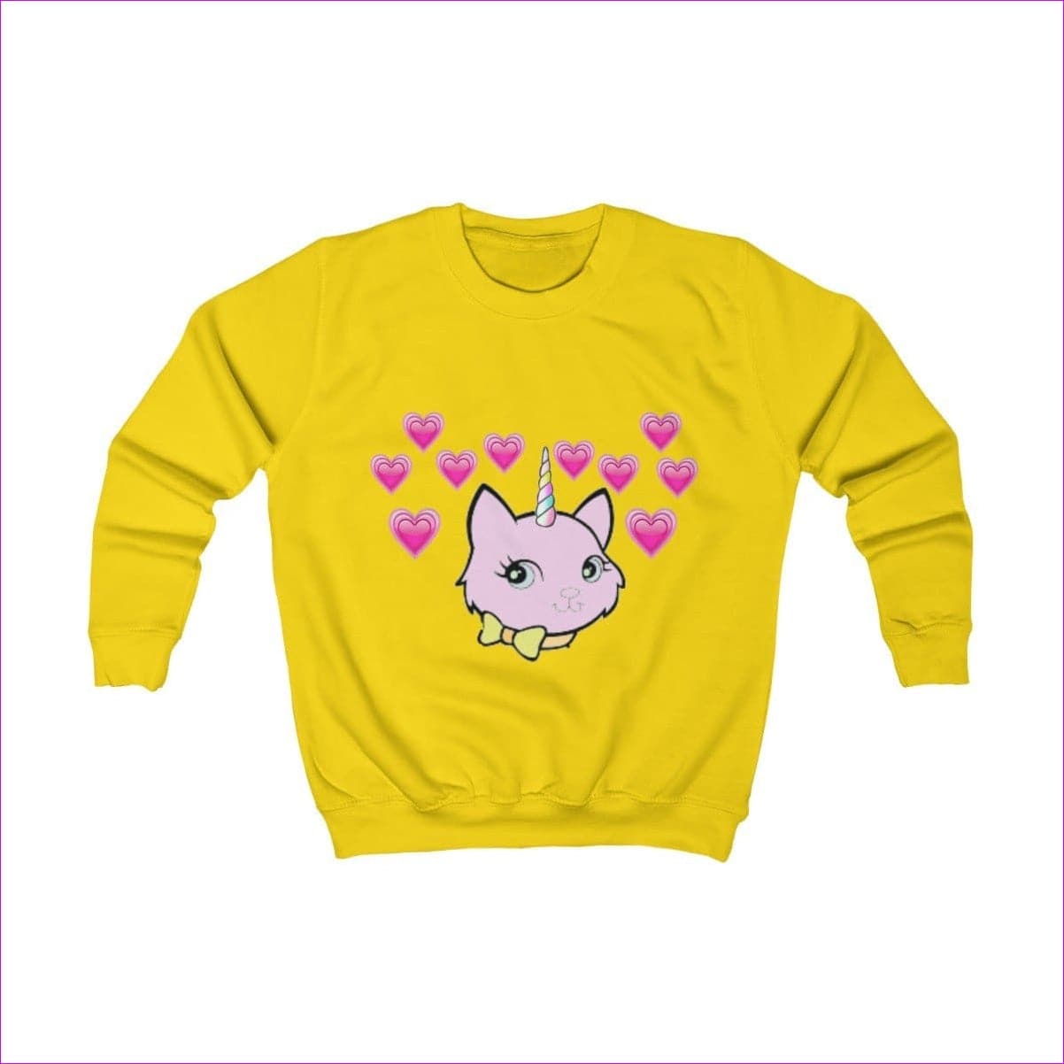 Sun Yellow - Bec & Friends Uni-Kitten Kids Sweatshirt - kids sweatshirt at TFC&H Co.