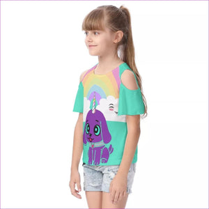 - Bec's Uni-Pup Kids Cold Shoulder T-shirt With Ruffle Sleeves - kids top at TFC&H Co.