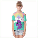 blue Bec's Uni-Pup Kids Cold Shoulder T-shirt With Ruffle Sleeves - kid's top at TFC&H Co.