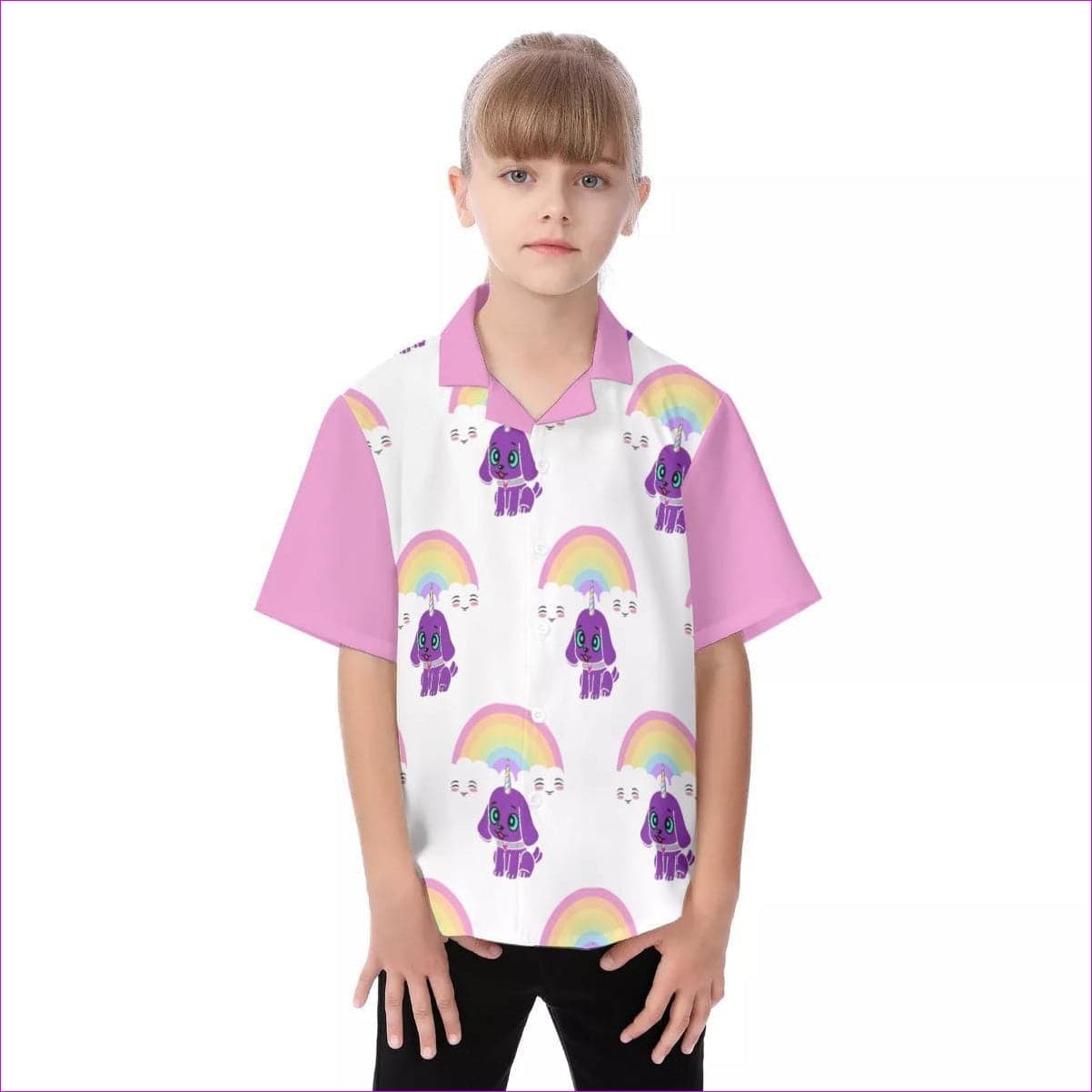 multi-colored Bec's Uni-Pup Kids Hawaiian Shirt - kid's top at TFC&H Co.