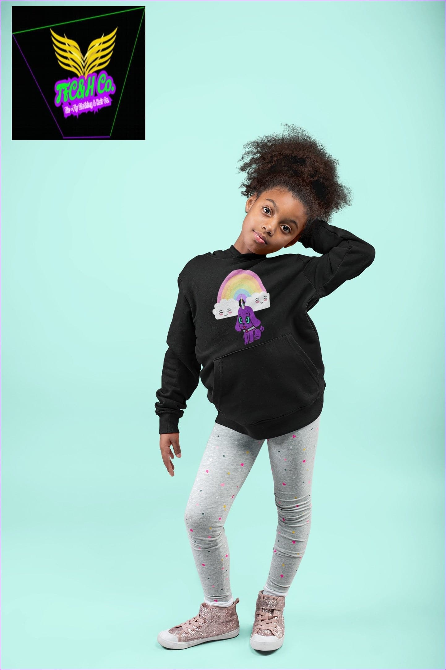 black S Bec's Uni-Pup Kids Hoodie - Black - kids hoodie at TFC&H Co.